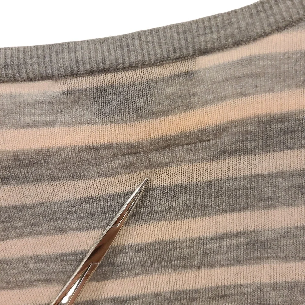 Vince Sweater Wool Cashmere Blend Pink Gray Stripes‎ Pullover Lightweight Small - Picture 3 of 7